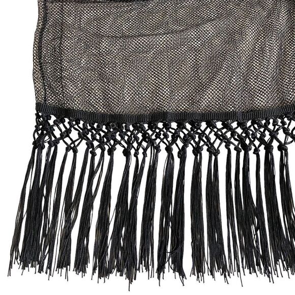 Halter dress M mesh black with a faint gold shimmer fringe hem - Picture 5 of 5